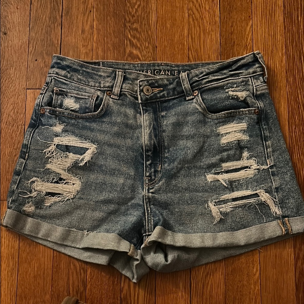 American Eagle Outfitters Distressed Denim Shorts - Blue